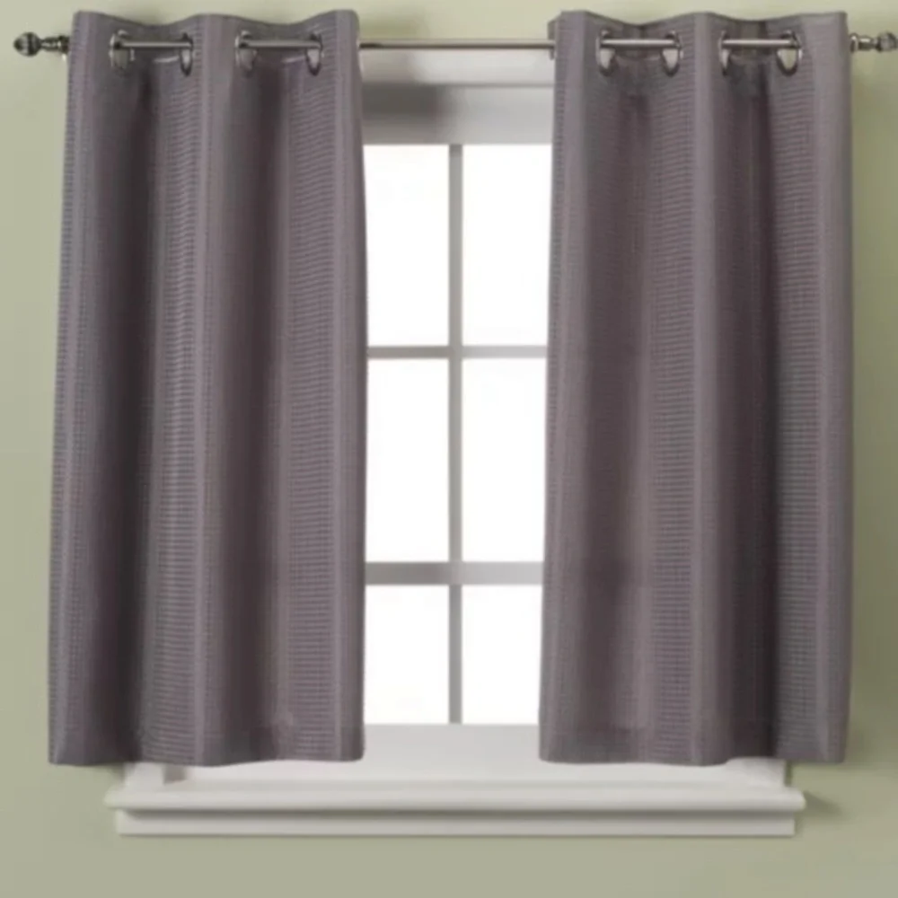 NWT Hookless Sure Fit Waffle Curtain in Black Waffle